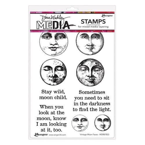 Ranger - Dina Wakley MEdia Cling Stamps 6"X9" - Moon Faces