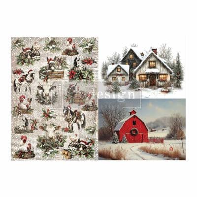Redesign A3 Decoupage Fiber Pack – Cozy Country Christmas