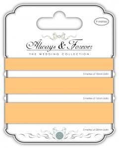 Satin Ribbon - Always & Forever - The Wedding Collection  - Peach 3m of each size - 10mm,15mm & 20mm