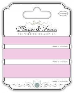 Satin Ribbon - Always & Forever - The Wedding Collection - Rose 3m of each size - 10mm,15mm & 20mm