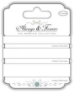 Satin Ribbon - Always & Forever - The Wedding Collection - White 3m each 10mm 15mm 20mm