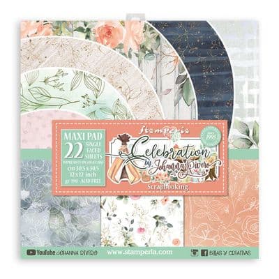 Stamperia - 12 x 12 Maxi Paper Pad - 22 Double Sided Sheets 30.5×30.5 cm - Celebration