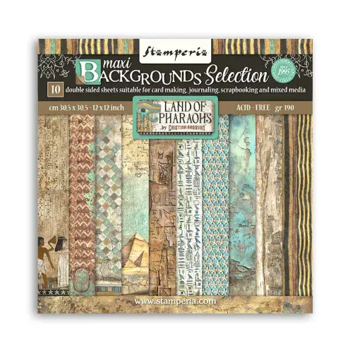 Stamperia 12X12 Backgrounds Selection Double Sided Paper Pack , Land of Pharaohs- Fortune