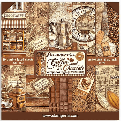 Stamperia 12x12 paper pad - Coffee and Chocolate