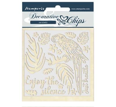 Stamperia - 14 x 14 cm Decorative Chips - Amazon Parrot