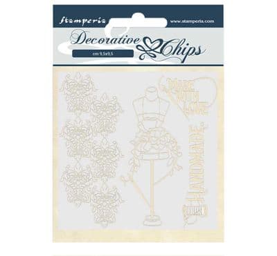 Stamperia - 14 x 14 cm Decorative Chips - Couture