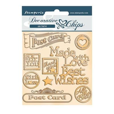 Stamperia - 14 x 14 cm Decorative Chips - Romantic Christmas - Post Card