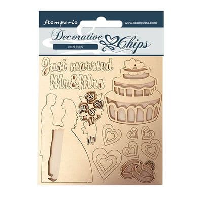 Stamperia - 14 x 14 cm Decorative Chips - Sleeping Beauty Just Married