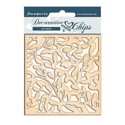 Stamperia - 14 x 14 cm Decorative Chips - Winter Tales - Leaves Texture