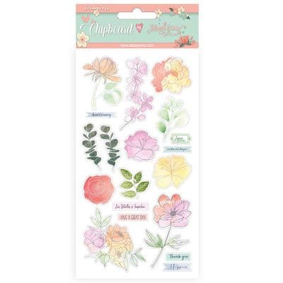 Stamperia - 15 X 30 Cm Chipboard  Adhesive Shapes - Celebration Flowers