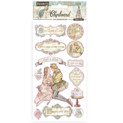Stamperia - 15 X 30 Cm Chipboard  Adhesive Shapes - Sleeping Beauty