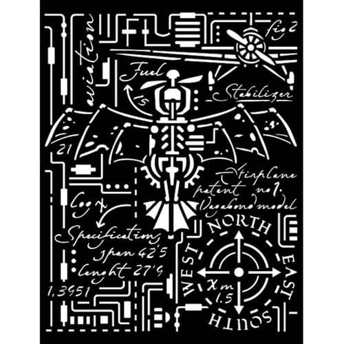 Stamperia 20 x 25cm Thick Stencil Sir Vagabond Aviator Airplane