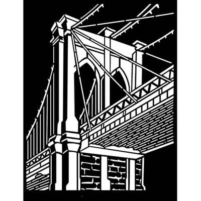 Stamperia 20 x 25cm Thick Stencil Sir Vagabond Aviator Brooklyn Bridge