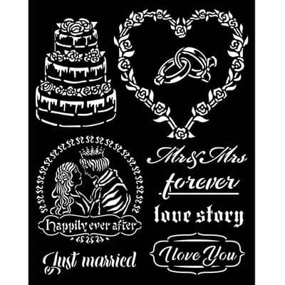 Stamperia - 20 x 25cm Thick Stencil - Sleeping Beauty Just Married