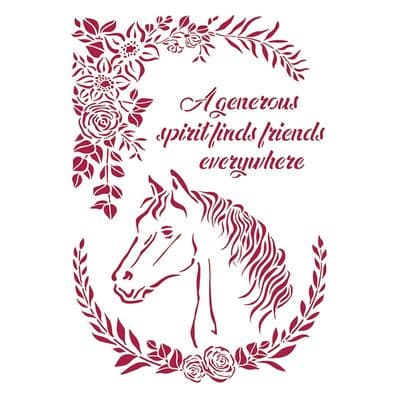 Stamperia - 21 x 29.7 cm G Stencil - Romantic Horseshoes Horse With Flowers