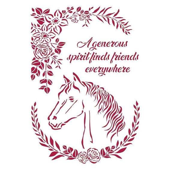 Stamperia - 21 x 29.7 cm G Stencil - Romantic Horseshoes Horse With Flowers