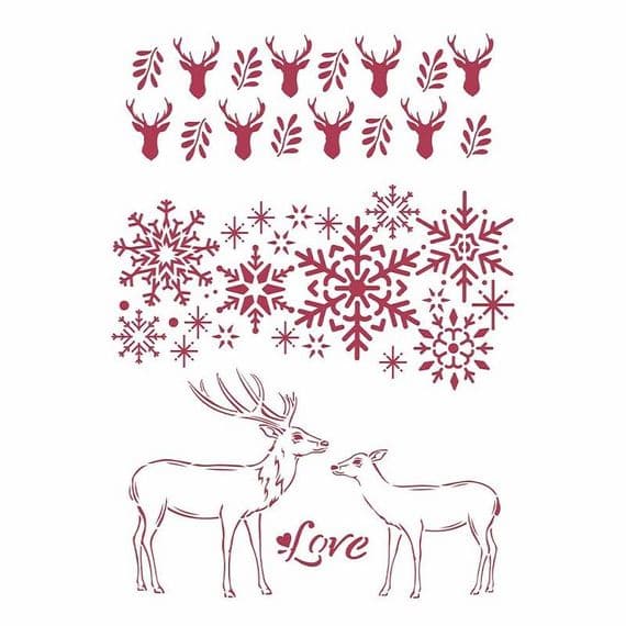 Stamperia - 21 x 29.7 cm G Stencil - Winter Tales - Love