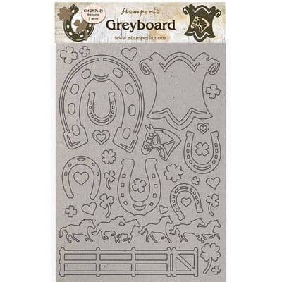 Stamperia - A4 Greyboard 2 mm - Romantic Horses Horseshoes