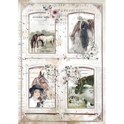 Stamperia - A4 Rice Paper - Romantic Horses 4 Frames
