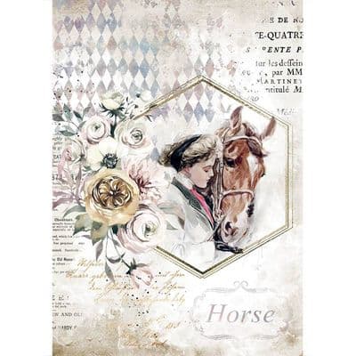 Stamperia - A4 Rice Paper - Romantic Horses Lady Frame