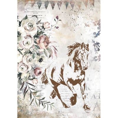 Stamperia - A4 Rice Paper - Romantic Horses Running Horse