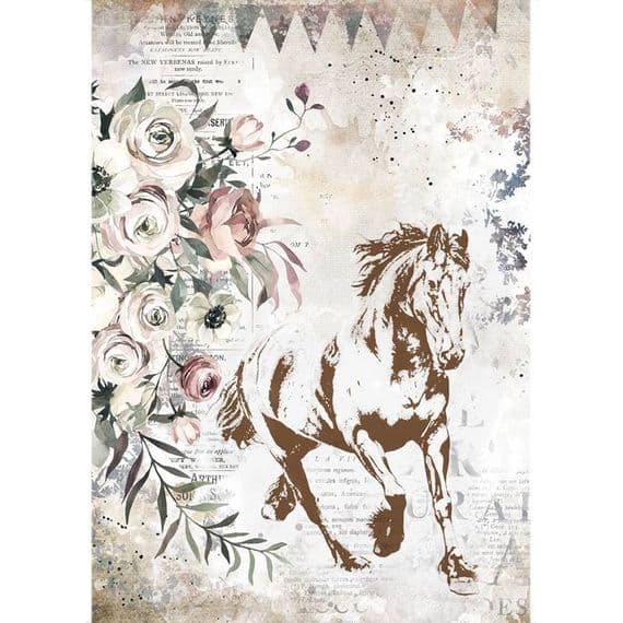 Stamperia - A4 Rice Paper - Romantic Horses Running Horse