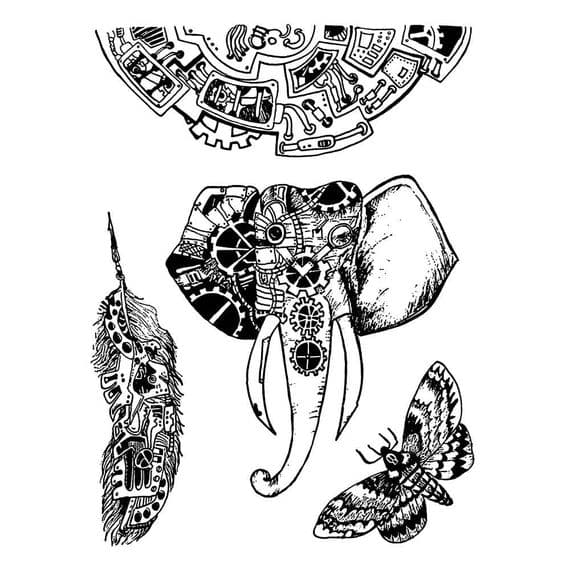 Stamperia - Antonis Tzanidakis - Natural Rubber White Stamps - 15 x 20cm - Mechanical Animals
