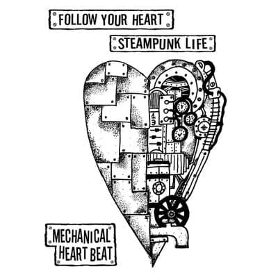 Stamperia - Antonis Tzanidakis - Natural Rubber White Stamps - 15 x 20cm - Mechanical Heart