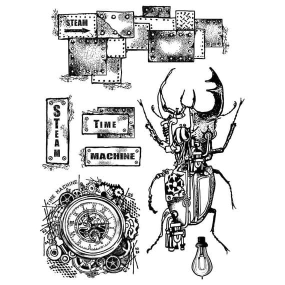 Stamperia - Antonis Tzanidakis - Natural Rubber White Stamps - 15 x 20cm - Time Machine