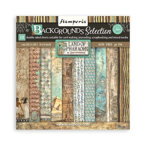 Stamperia Backgrounds Double-Sided paper Pad 8"X8" 10/Pkg, Land of Pharaohs - Fortune