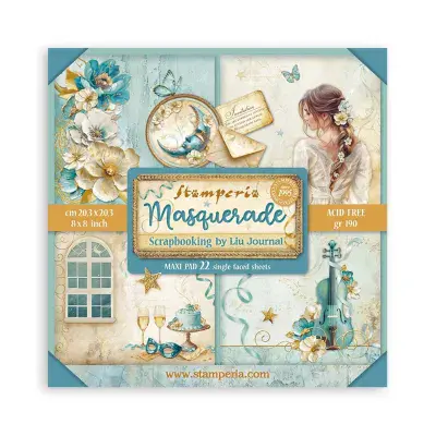 Stamperia  - Masquerade 8x8 Inch Paper Pack Maxi (Single Face) (SBBSXB08)