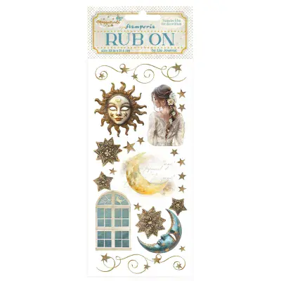 Stamperia  - Masquerade  Rub-On 4x8,5 Inch Sun And Moon (DFLRB136)
