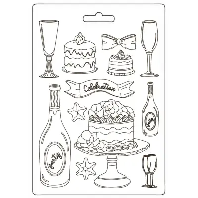 Stamperia  - Masquerade Soft Mould A5 Flute And Cakes (K3PTA5667)