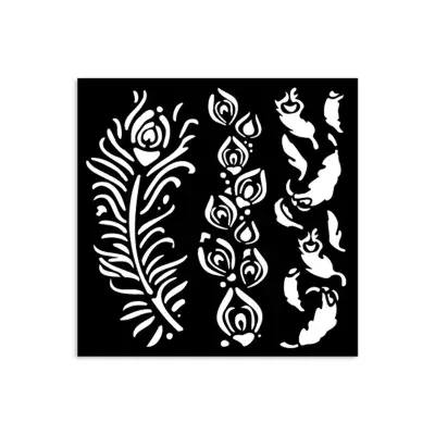 Stamperia  - Masquerade Thick Stencil 12x12cm Feathers (KSTDS13)