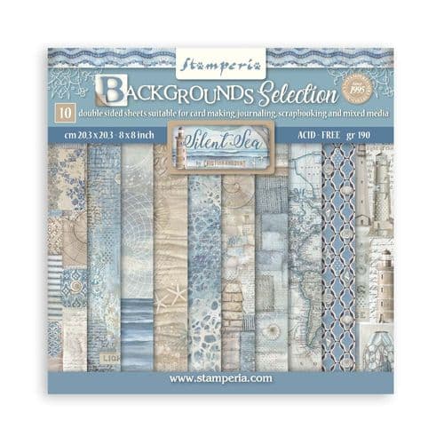 Stamperia - Silent Sea - Scrapbooking Pad 8"x 8" Backgrounds