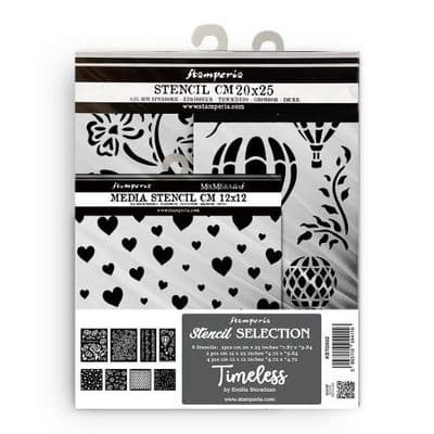 Stamperia - Timeless - Media Stencil Selection 8 Pack