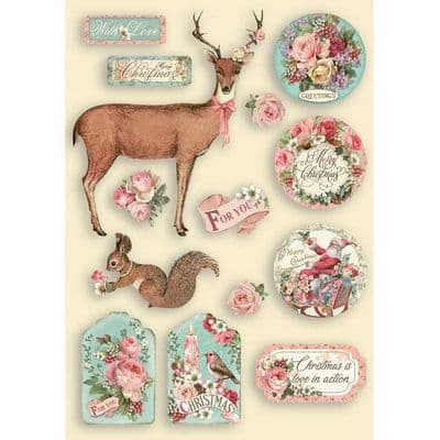 Stamperia - Wooden Shapes - A5 Coloured Frame  Pink Christmas