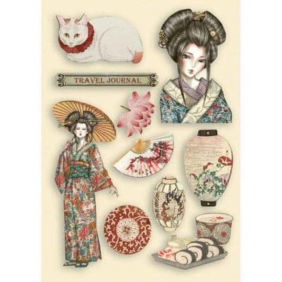 Stamperia - Wooden Shapes - A5 Coloured Frame  Sir Vagabond In Japan - Lady