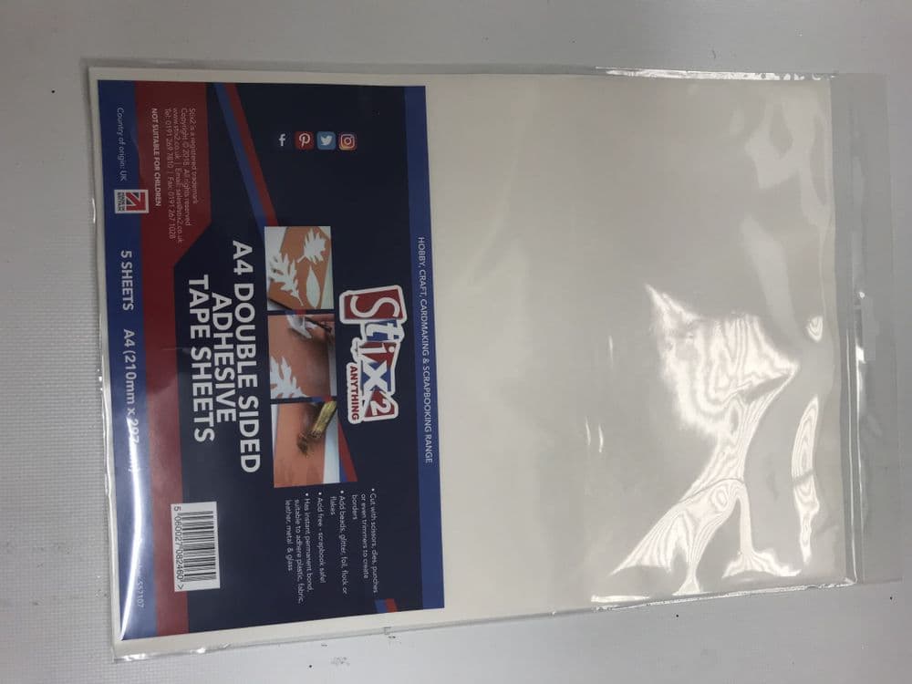 Stix 2 Double Sided A4 Adhesive Tape Sheets 210mm x 297mm
