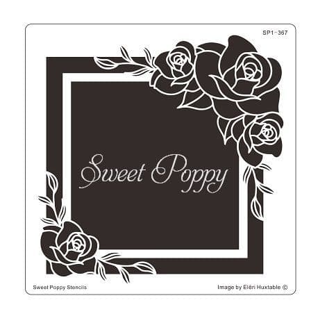 Sweet Poppy Stencil: Rose Square