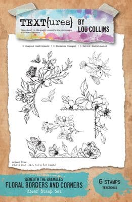 TEXT{ures} Beneath the Brambles Floral Borders and Corners 6in x 8in Clear Stamp Set