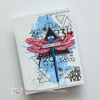 TEXT{ures} Watercolour Splash Halftone 6in x 8in Clear Stamp Set