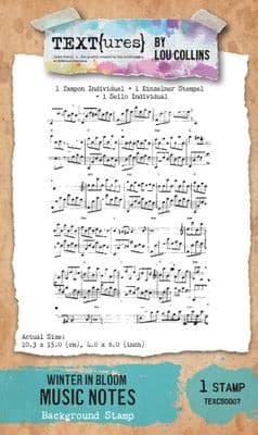 TEXT{ures} Winter in Bloom Music Notes 4in x 6in Background Stamp