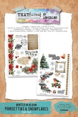 TEXT{ures} Winter in Bloom Poinsettias & Snowflakes 6in x 8in Rub-On Transfer Set