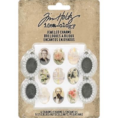 TH93697 Tim Holtz® Idea-ology™ Metal Jeweled Charms 4/Pkg