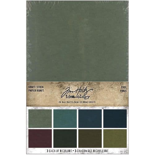TH94110 Tim Holtz® Idea-ology™ | Kraft Stock Stack Cardstock Pad Cool Colours