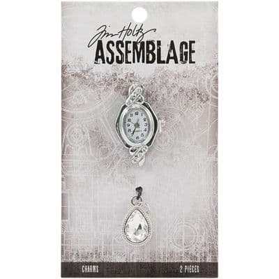 THA20138 Tim Holtz® Assemblage Charm - 2pkg Watch Face & Droplet
