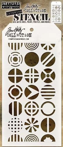THS124 Stampers Anonymous Tim Holtz Layering Stencil - Patchwork Circle