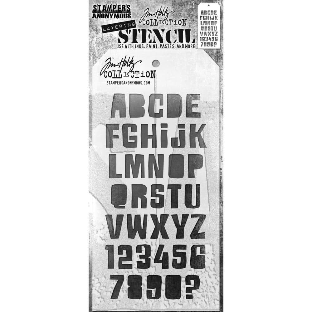 THS176 Stampers Anonymous Tim Holtz Layering Stencil - Cutout Alpha