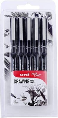 Uni-ball UNI Pin 5 Piece Black 01 - 08